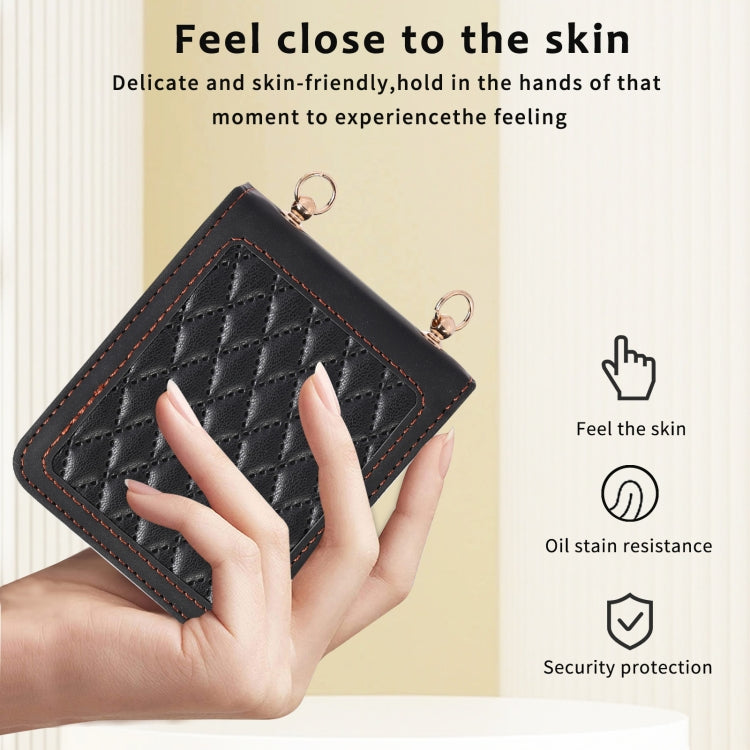 For Samsung Galaxy Z Flip5 Diamond Lattice Folding Leather Phone Case