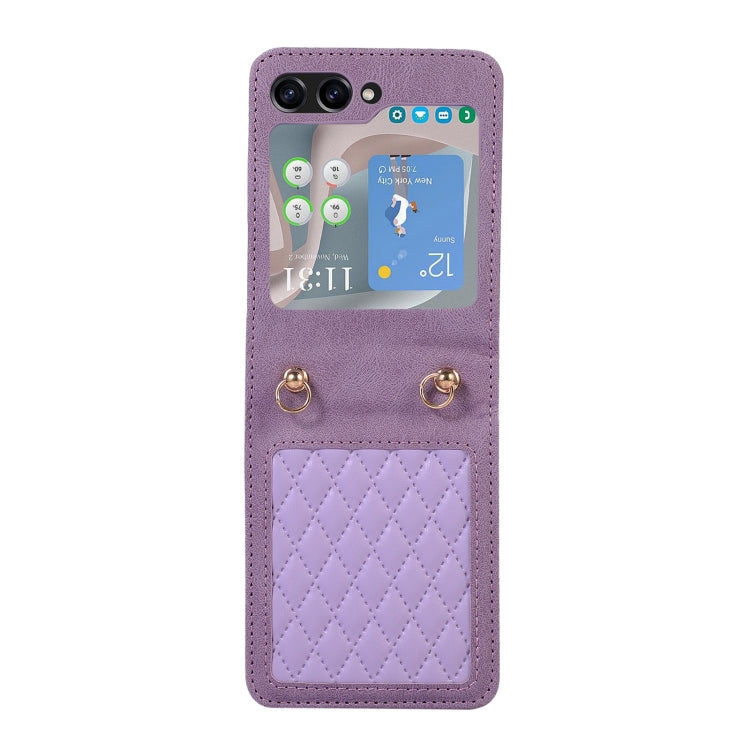 For Samsung Galaxy Z Flip5 Diamond Lattice Folding Leather Phone Case