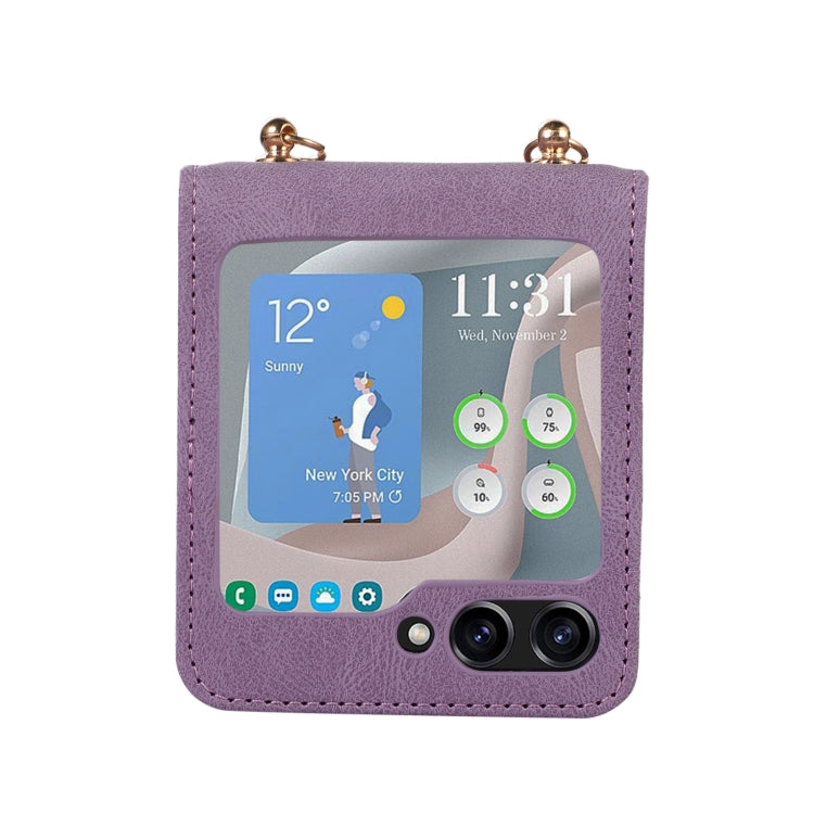 For Samsung Galaxy Z Flip5 Diamond Lattice Folding Leather Phone Case