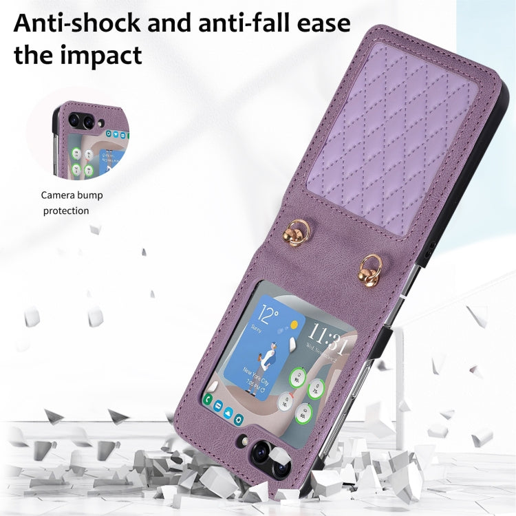 For Samsung Galaxy Z Flip5 Diamond Lattice Folding Leather Phone Case