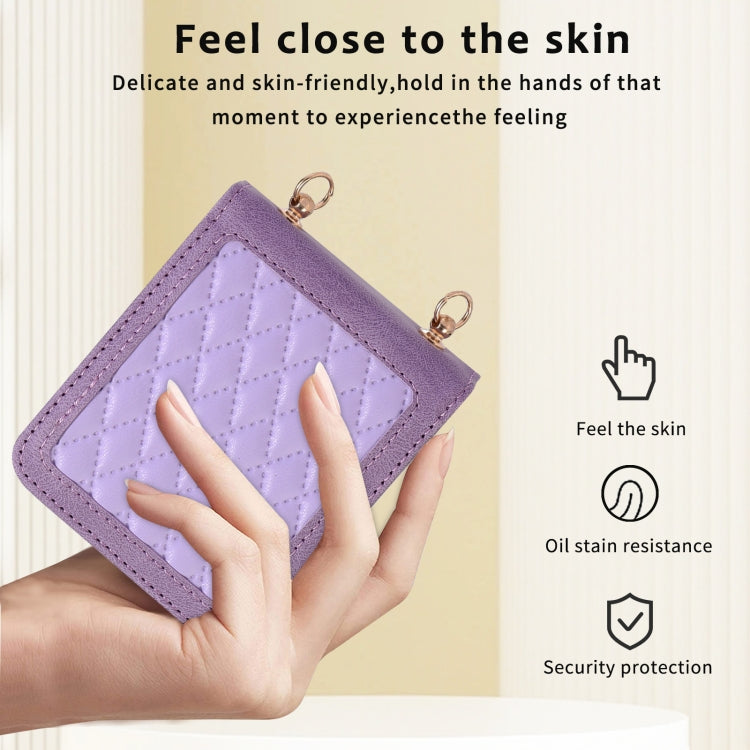 For Samsung Galaxy Z Flip5 Diamond Lattice Folding Leather Phone Case