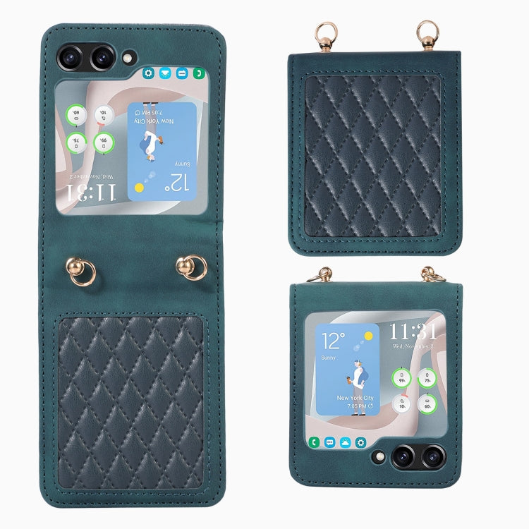 For Samsung Galaxy Z Flip5 Diamond Lattice Folding Leather Phone Case