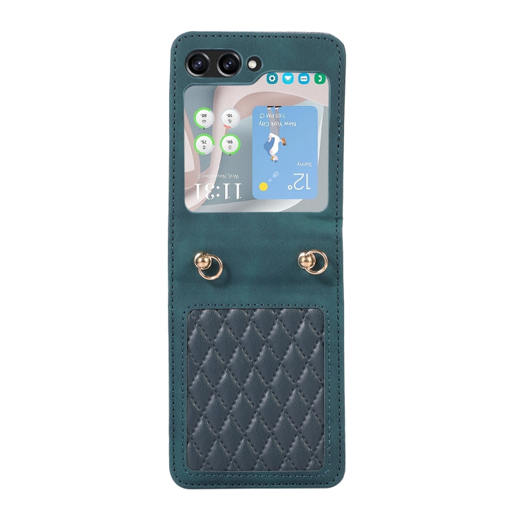 For Samsung Galaxy Z Flip5 Diamond Lattice Folding Leather Phone Case