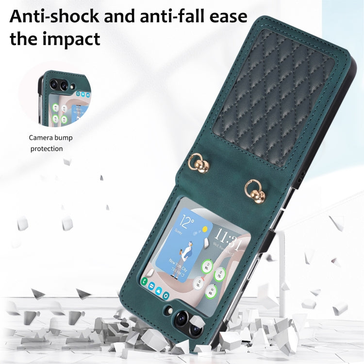 For Samsung Galaxy Z Flip5 Diamond Lattice Folding Leather Phone Case