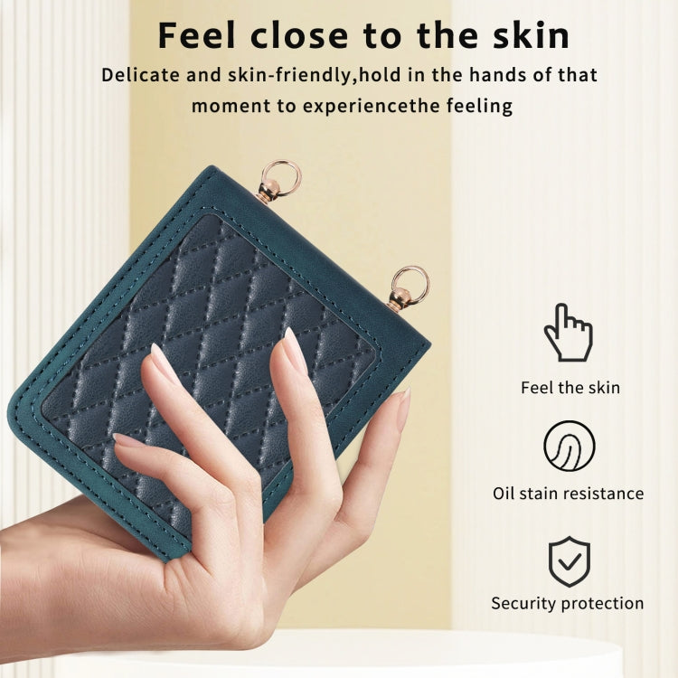 For Samsung Galaxy Z Flip5 Diamond Lattice Folding Leather Phone Case