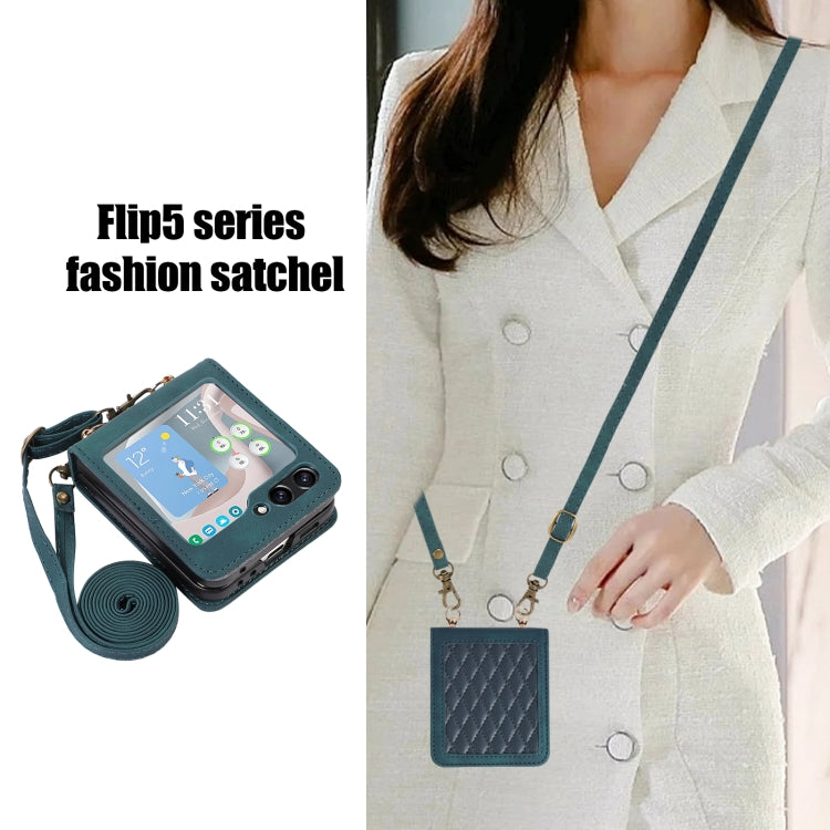 For Samsung Galaxy Z Flip5 Diamond Lattice Folding Leather Phone Case