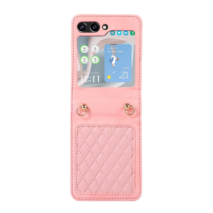 For Samsung Galaxy Z Flip5 Diamond Lattice Folding Leather Phone Case