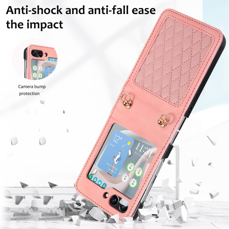For Samsung Galaxy Z Flip5 Diamond Lattice Folding Leather Phone Case