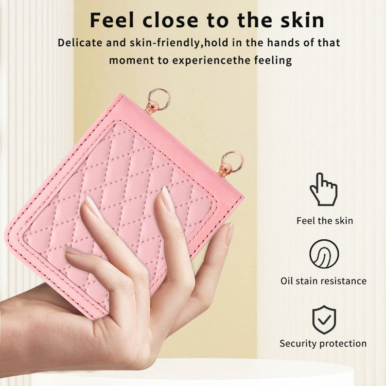 For Samsung Galaxy Z Flip5 Diamond Lattice Folding Leather Phone Case