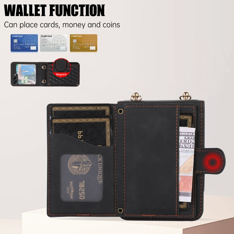 For Samsung Galaxy Z Flip5 Card Slot Diamond Lattice Folding Leather Phone Case