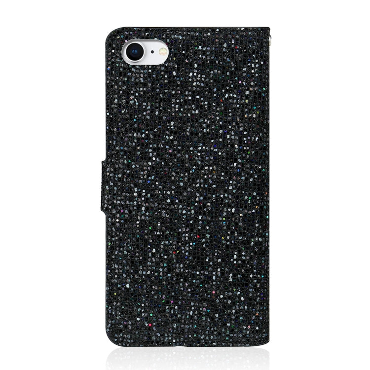 For iPhone 8 / 7 Glitter Powder Horizontal Flip Leather Case with Card Slots & Holder & Lanyard