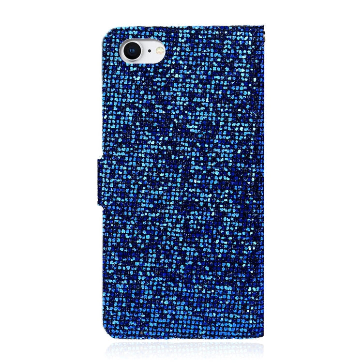 For iPhone 8 / 7 Glitter Powder Horizontal Flip Leather Case with Card Slots & Holder & Lanyard