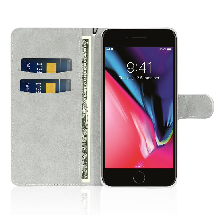 For iPhone 8 Plus / 7 Plus Glitter Powder Horizontal Flip Leather Case with Card Slots & Holder & Lanyard