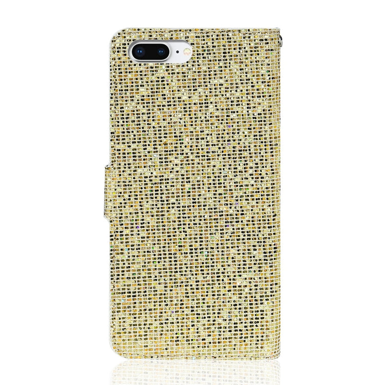 For iPhone 8 Plus / 7 Plus Glitter Powder Horizontal Flip Leather Case with Card Slots & Holder & Lanyard