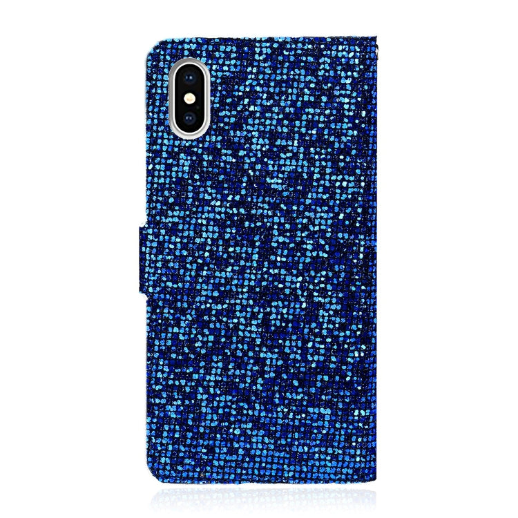 For iPhone X / XS Glitter Powder Horizontal Flip Leather Case with Card Slots & Holder & Lanyard