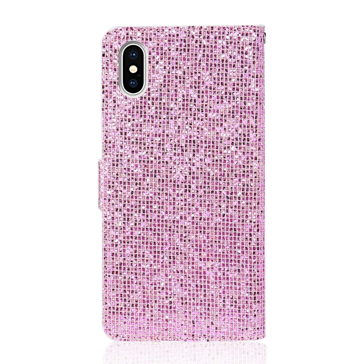 For iPhone XS  Max Glitter Powder Horizontal Flip Leather Case with Card Slots & Holder & Lanyard