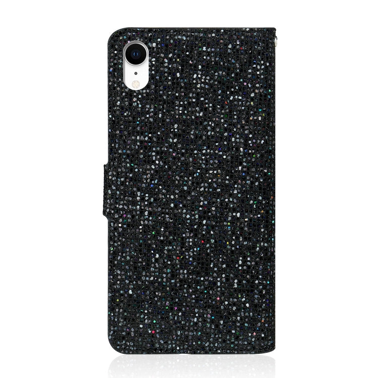 For iPhone XR Glitter Powder Horizontal Flip Leather Case with Card Slots & Holder & Lanyard