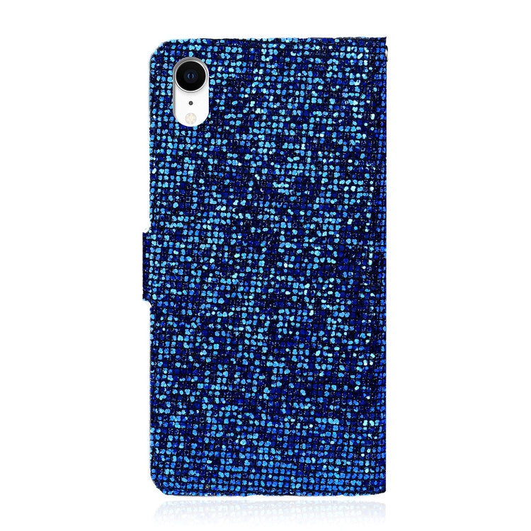 For iPhone XR Glitter Powder Horizontal Flip Leather Case with Card Slots & Holder & Lanyard