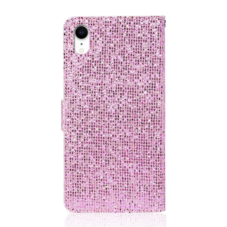 For iPhone XR Glitter Powder Horizontal Flip Leather Case with Card Slots & Holder & Lanyard