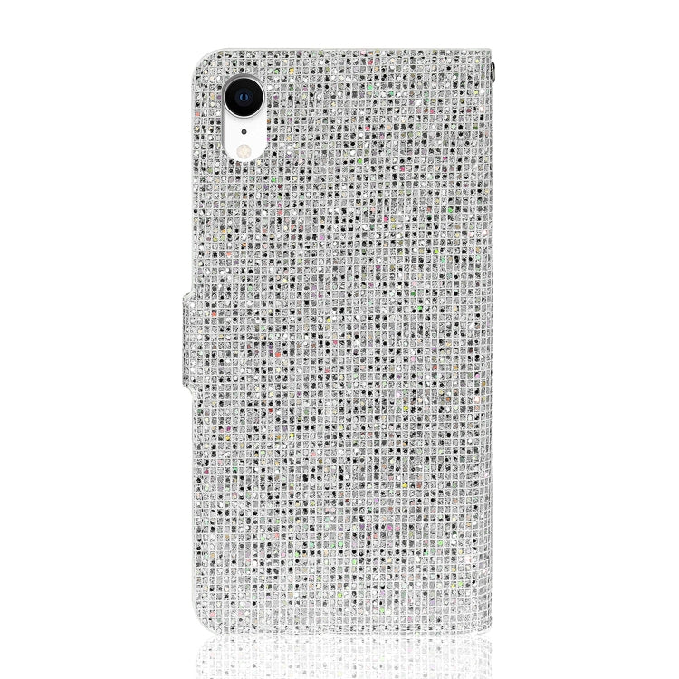 For iPhone XR Glitter Powder Horizontal Flip Leather Case with Card Slots & Holder & Lanyard