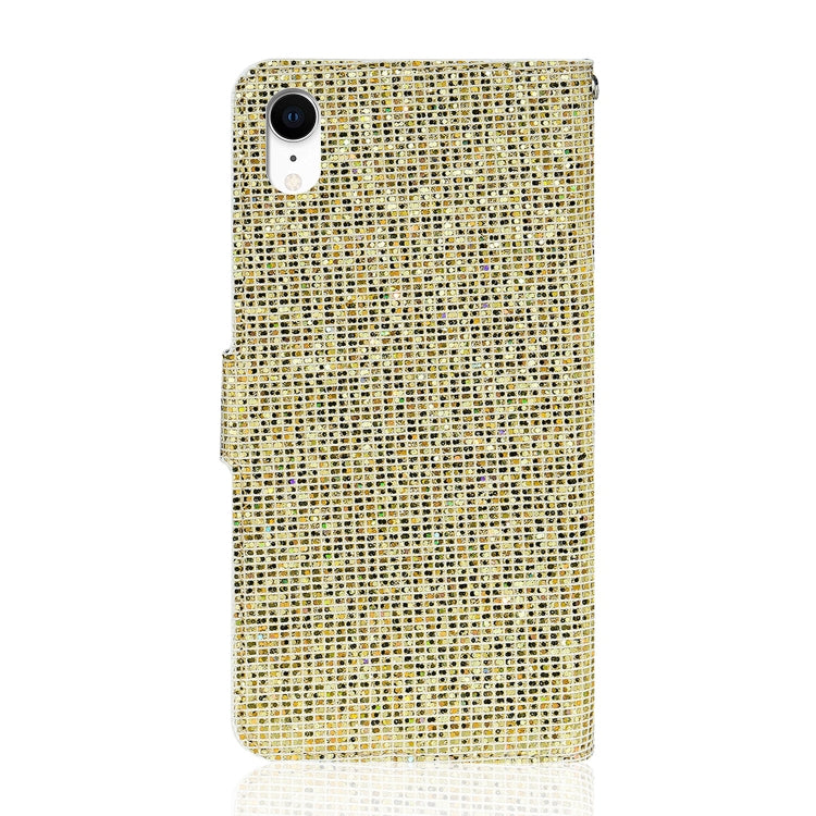 For iPhone XR Glitter Powder Horizontal Flip Leather Case with Card Slots & Holder & Lanyard