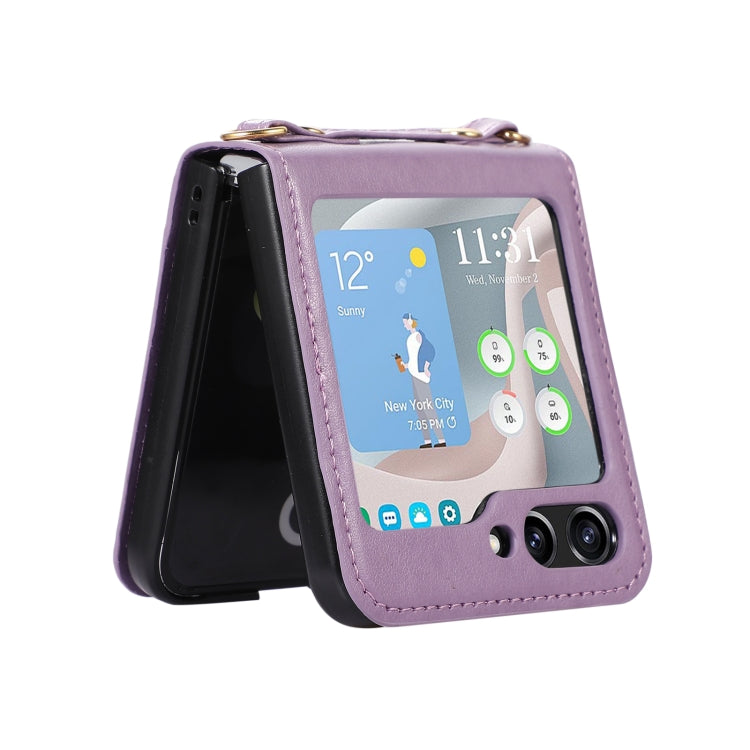 For Samsung Galaxy Z Flip5 Card Slot Crossbody Folding Leather Phone Case