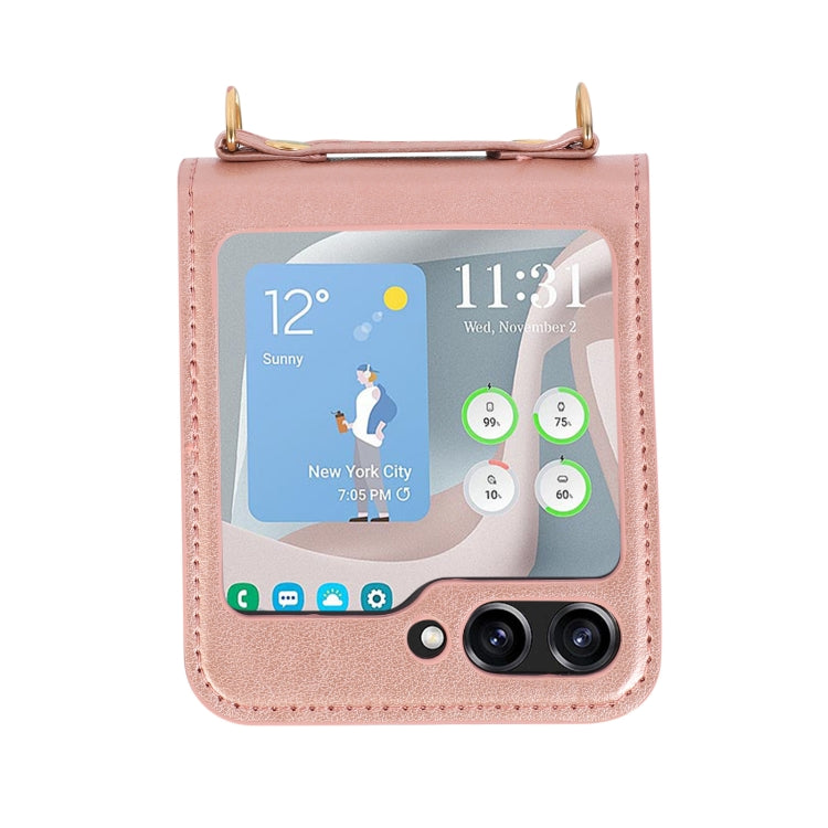 For Samsung Galaxy Z Flip5 Card Slot Crossbody Folding Leather Phone Case