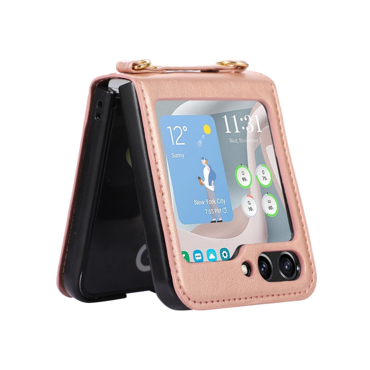 For Samsung Galaxy Z Flip5 Card Slot Crossbody Folding Leather Phone Case