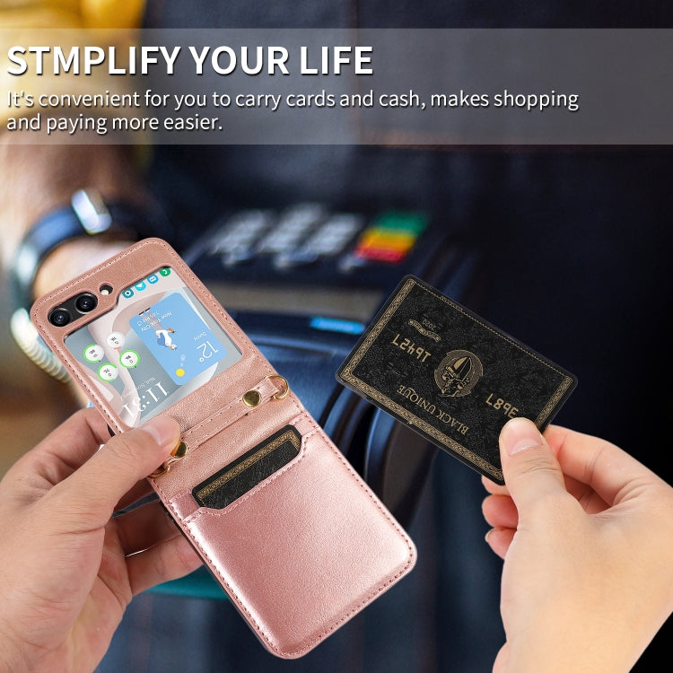 For Samsung Galaxy Z Flip5 Card Slot Crossbody Folding Leather Phone Case