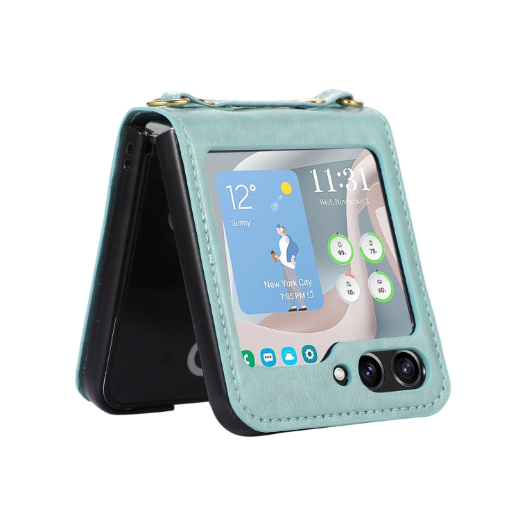 For Samsung Galaxy Z Flip5 Card Slot Crossbody Folding Leather Phone Case