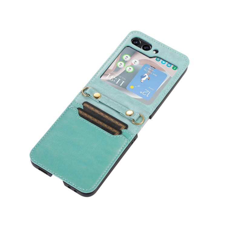 For Samsung Galaxy Z Flip5 Card Slot Crossbody Folding Leather Phone Case