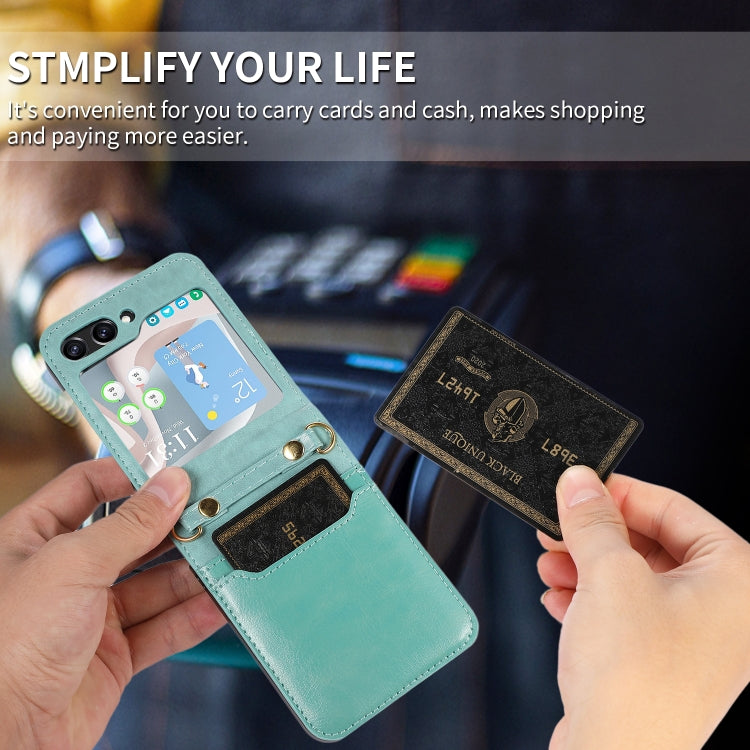 For Samsung Galaxy Z Flip5 Card Slot Crossbody Folding Leather Phone Case