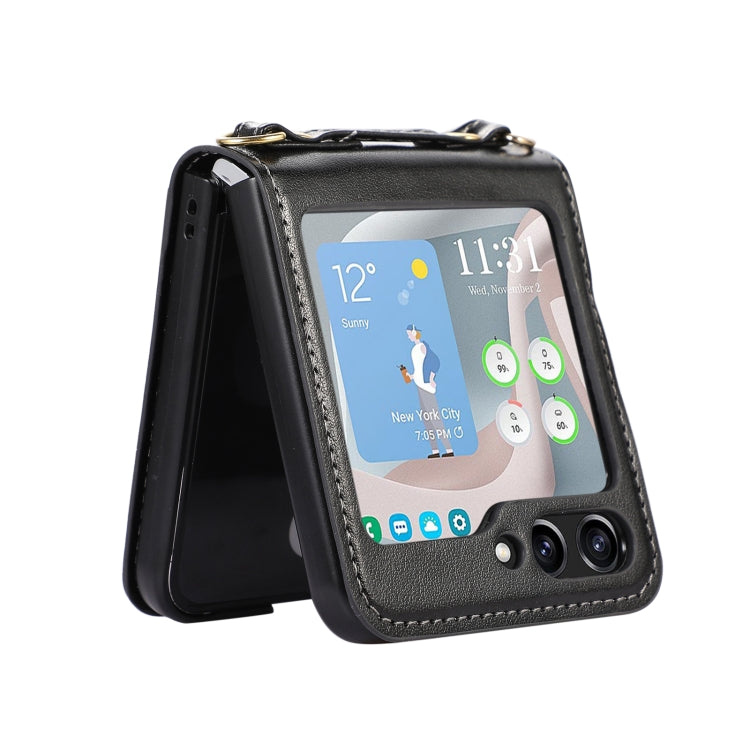 For Samsung Galaxy Z Flip5 Card Slot Crossbody Folding Leather Phone Case