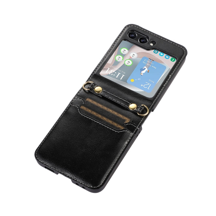 For Samsung Galaxy Z Flip5 Card Slot Crossbody Folding Leather Phone Case