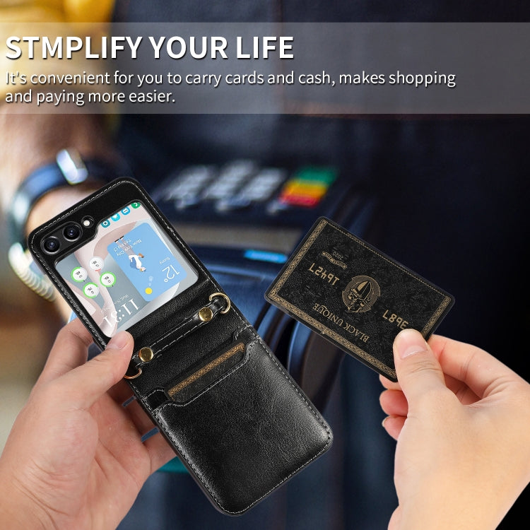 For Samsung Galaxy Z Flip5 Card Slot Crossbody Folding Leather Phone Case