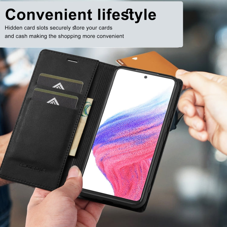 For Samsung Galaxy S23 FE 5G LC.IMEEKE RFID Anti-theft Leather Phone Case