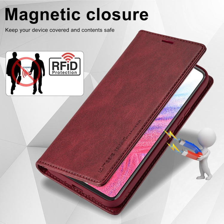 For Samsung Galaxy S23 FE 5G LC.IMEEKE RFID Anti-theft Leather Phone Case
