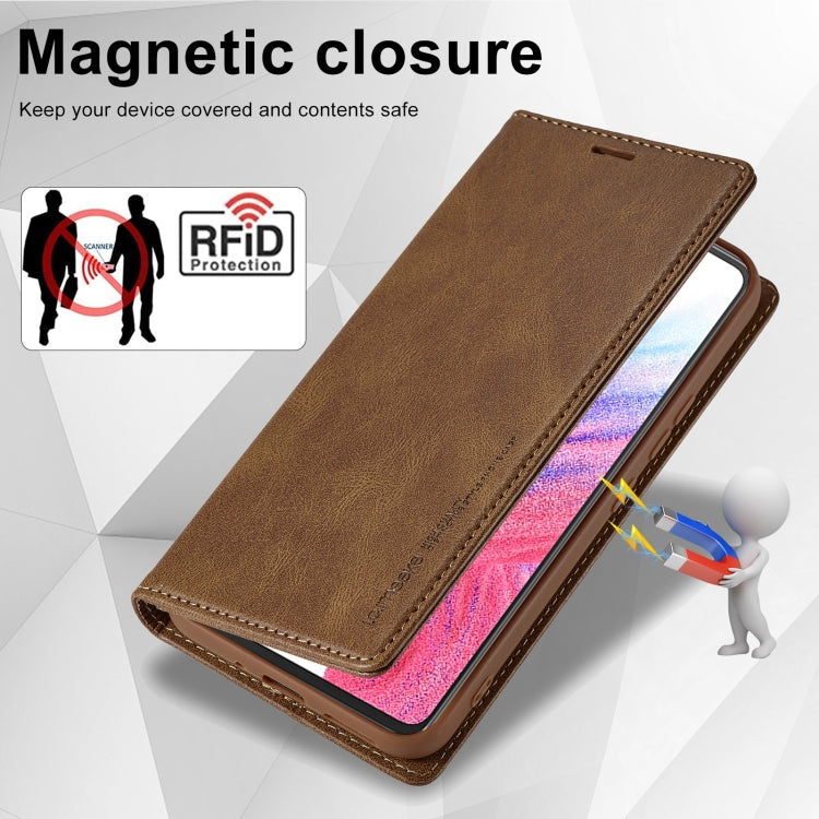 For Samsung Galaxy S23 FE 5G LC.IMEEKE RFID Anti-theft Leather Phone Case