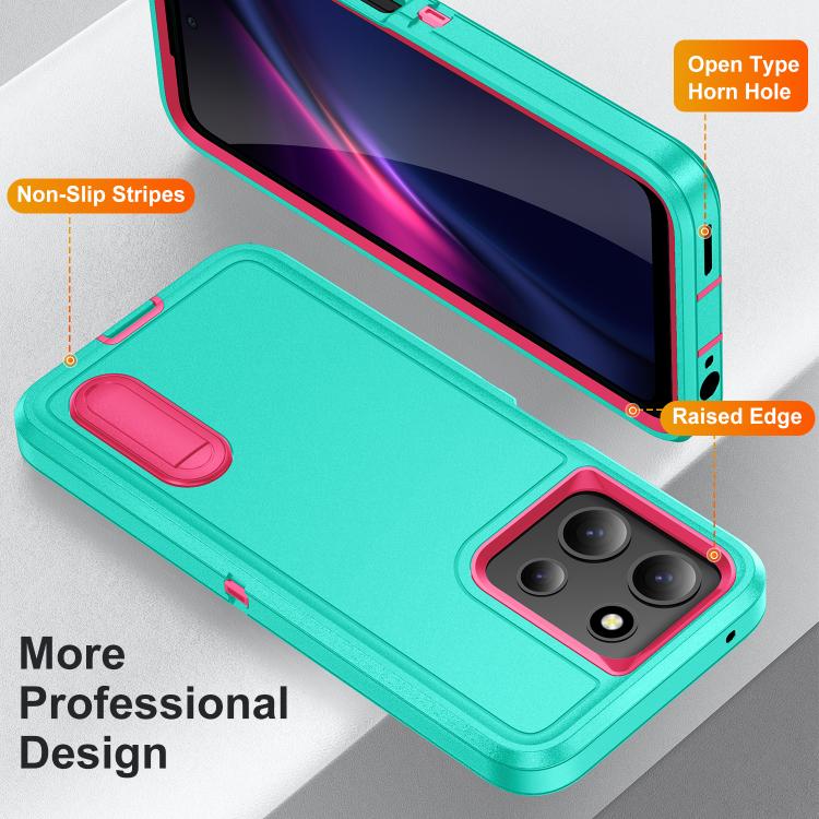 For Motorola Moto G 5G 2025 Rugged PC + Silicone Phone Case with Holder