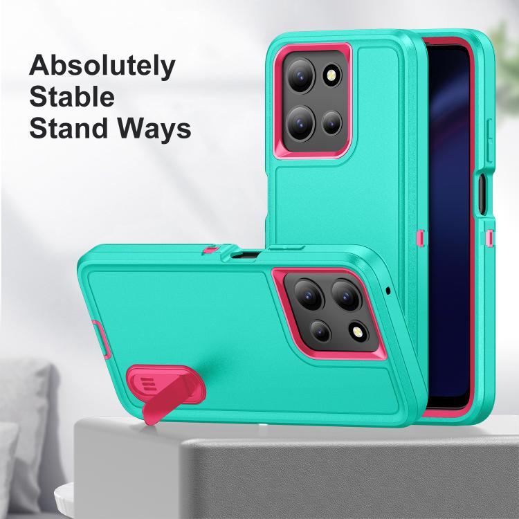 For Motorola Moto G 5G 2025 Rugged PC + Silicone Phone Case with Holder