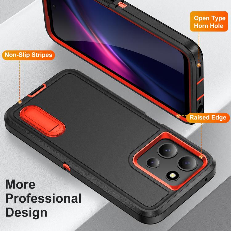 For Motorola Moto G 5G 2025 Rugged PC + Silicone Phone Case with Holder