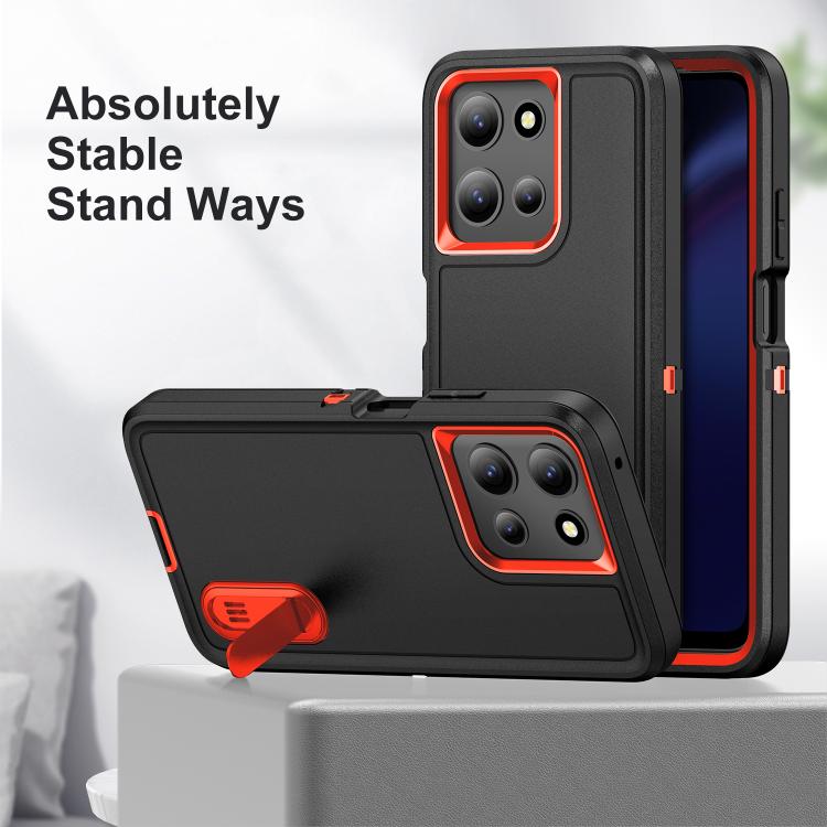 For Motorola Moto G 5G 2025 Rugged PC + Silicone Phone Case with Holder