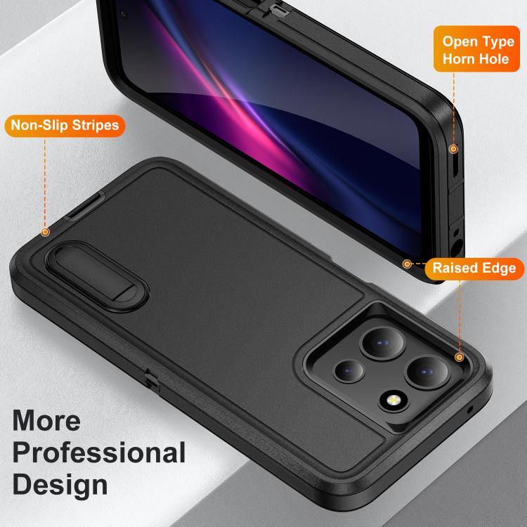 For Motorola Moto G 5G 2025 Rugged PC + Silicone Phone Case with Holder