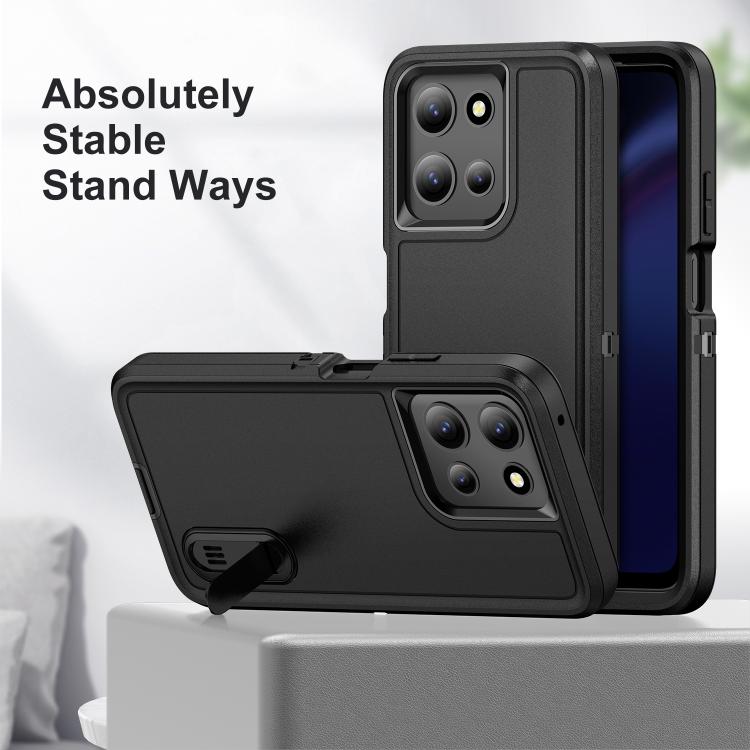 For Motorola Moto G 5G 2025 Rugged PC + Silicone Phone Case with Holder