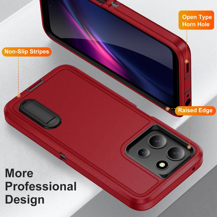 For Motorola Moto G 5G 2025 Rugged PC + Silicone Phone Case with Holder