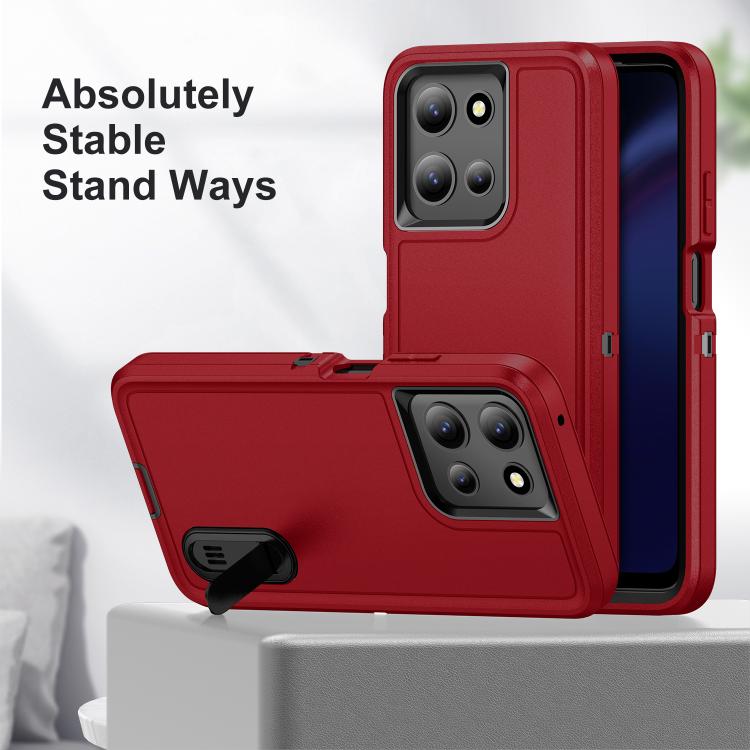 For Motorola Moto G 5G 2025 Rugged PC + Silicone Phone Case with Holder