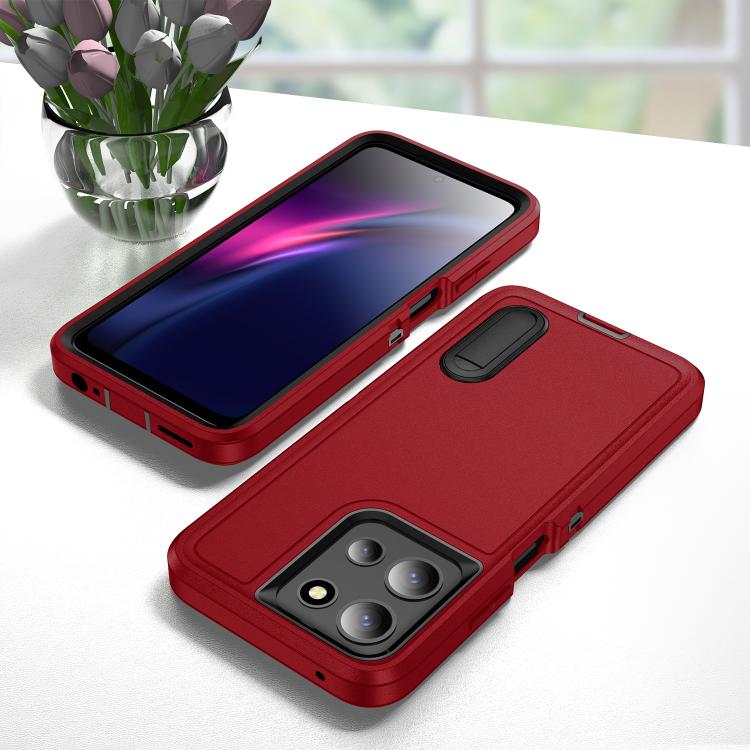 For Motorola Moto G 5G 2025 Rugged PC + Silicone Phone Case with Holder