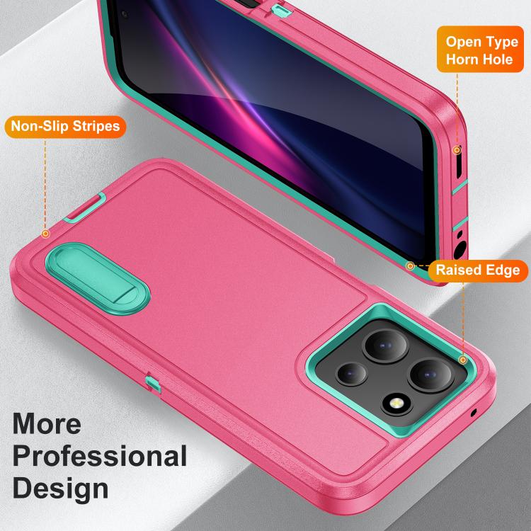 For Motorola Moto G 5G 2025 Rugged PC + Silicone Phone Case with Holder