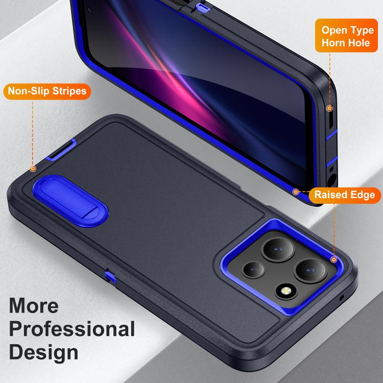 For Motorola Moto G 5G 2025 Rugged PC + Silicone Phone Case with Holder