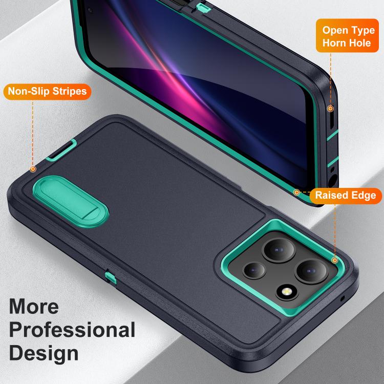 For Motorola Moto G 5G 2025 Rugged PC + Silicone Phone Case with Holder